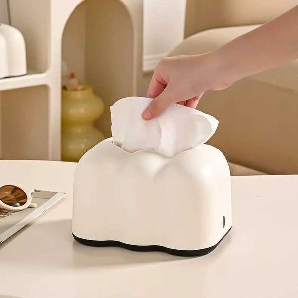 Cream Cloud Spring Tissue Box INS Style Desktop Paper Holder Decor for Living Room Bathroom Automatic Popup Dispenser H260420