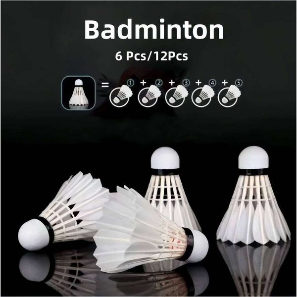 Feather Shuttlecocks Birdies, 6 Pack Hight Speed Training Badminton Balls with Great Stability for Indoor Outdoor