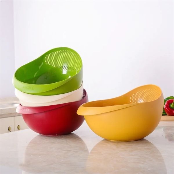Rice Sieve Plastic Colander Kitchen Drain Basket with Handles Rice Bowl Strainer Basket Sink Drain Kitchen Tools 260414BJ