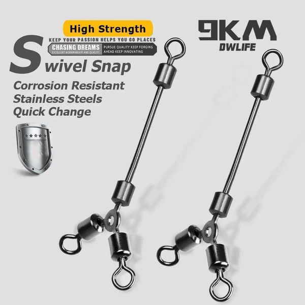 9KM 3 Way Swivels 25-50PCS Heavy-Duty Rolling T Rigs Y Shape Fishing Swivel Lure Line Connector for Saltwater Freshwater