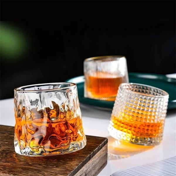 200ML Rotatable Whiskey Glass Cup Old Fashioned Wine Glass with Wooden Base Scotland Bar Party Whiskey Wine Glassware Tool 260324BJ
