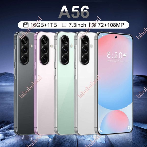 New A56 cross-border mobile phone 7.3inch large screen 4+64G true 4G Android 12 foreign trade smartphone TK bestseller