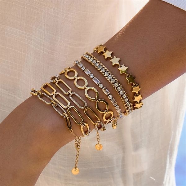 Youthway Zircon Star Metal Chain Bracelet Bangle Gold — compare prices at CompareOffers
