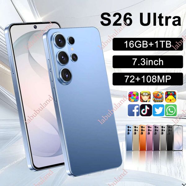 S26 Ultra cross-border with perforated design 7.3inch large-screen Android foreign trade TK hot-selling drop-shipping smartphone