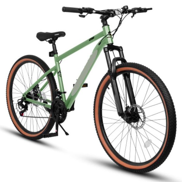 Bike Suspension 27 5 Inch Mountain Bike Adults Durable High Carbon Steel Frame workout set Disc Brakes Stylish Brown Edge Tires Ideal For Commuting And Outdoo