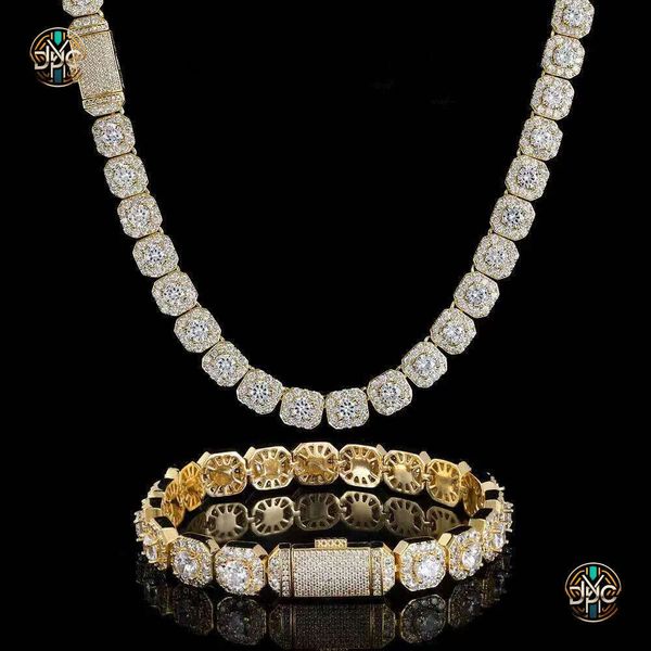 Necklace bracelet Moissanite Diamond Custom Vvs Cuban Link S Sier 10mm Large Tennis Chain Solid Back Hiphop