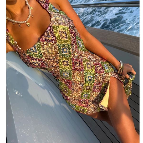 Women y2k Vintage Floral Sequined Mini Dresses Sexy — compare prices at CompareOffers
