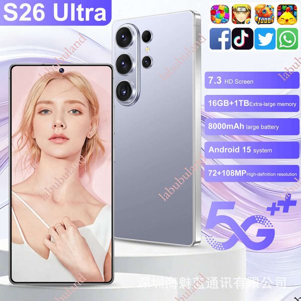 Best-selling 2026 Cross-border Mobile Phone S26 Ultra 16+1TB Perforated 7.3inch Foreign Trade Smartphone Full Network Compatibility