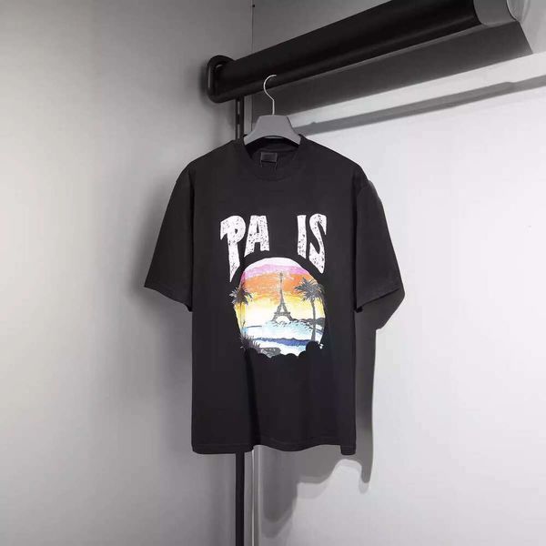 Designer 2026 version new style sunset tower coconut tree print loose-fitting unise short-sleeve luxury T-shirt for nd sles Free Shipping