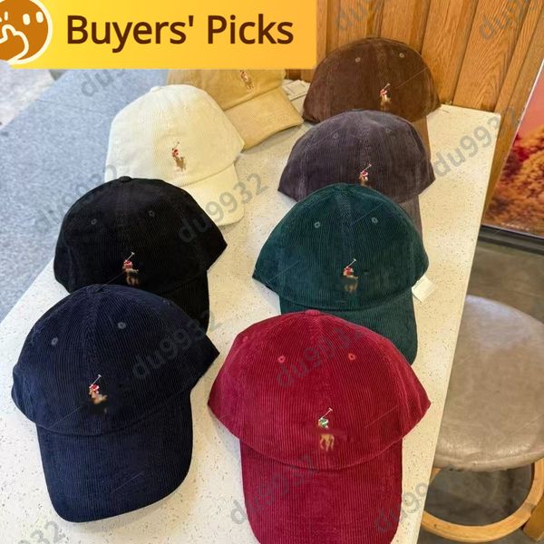 PoLo rraulphlauren men Hats Women Style Hat High Quality Corduroy Hat Pony Color Label Corduroy Hat Baseball Cap Men And Women Washed Duckbill Polo Cap