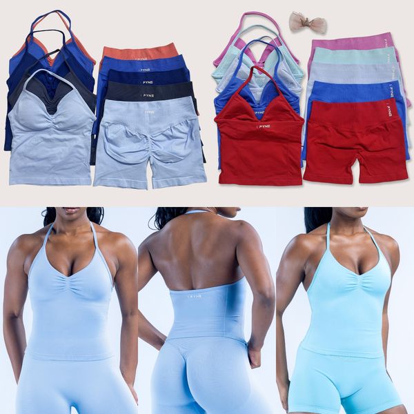 DHgate Dfyneing 2pcs Impact yoga Workout Sets Longline Strappy Top Gym Set clothing Women Backless Tank Tops Scrunch Seamless Shorts Gym Suit Fitness Clothes Activewear sold by DHgate