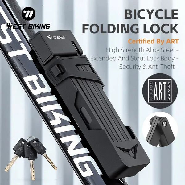 WEST BIKING Foldable Bike Lock Key Strong Security Antitheft Bicycle Password Heavy Chain Cable Padlock Motorcycle 260422