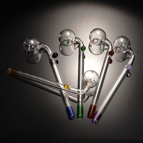 Portable 14cm Curved Colored Mouth Tip Glass Oil Burner Smoking Pipe Glass Smoking Parts