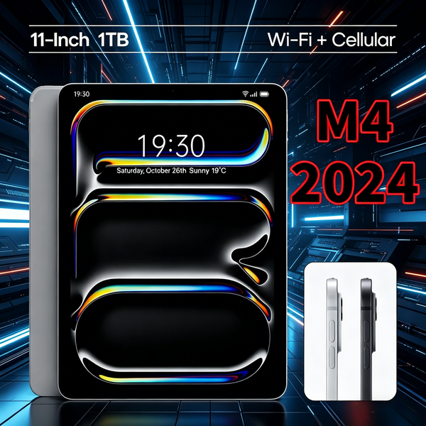 The new M4 series 11-inch HD business tablet iPad features Bluetooth connectivity and runs the Android operating system. (Silver/Black)