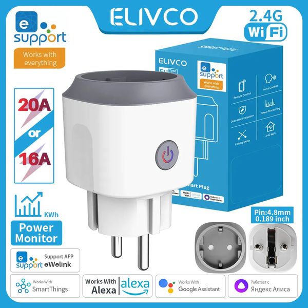 eWelink Smart Socket EU16A/20A Wifi Smart Plug With Power Monitor Smart Life APP Remote Control Support Google Assistant Alexa 260410