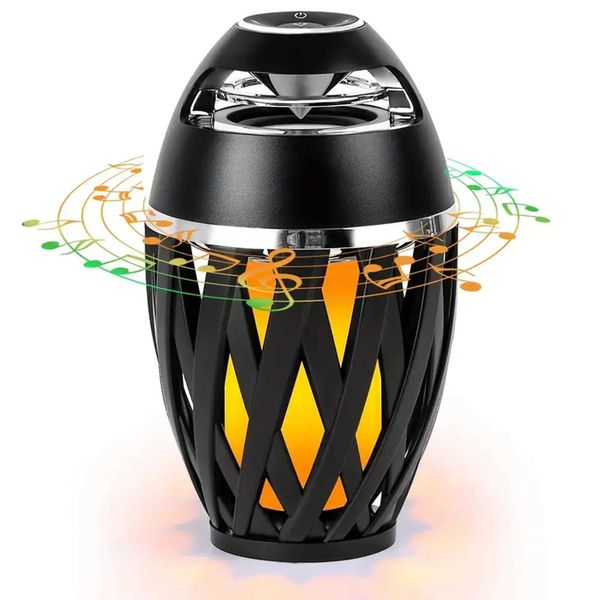 Portable Bluetooth 50 Flame Speaker with LED Torch 5W Bass Sound 2000mAh Battery IPX5 Waterproof for Camping Outdoor Home Party Q260424