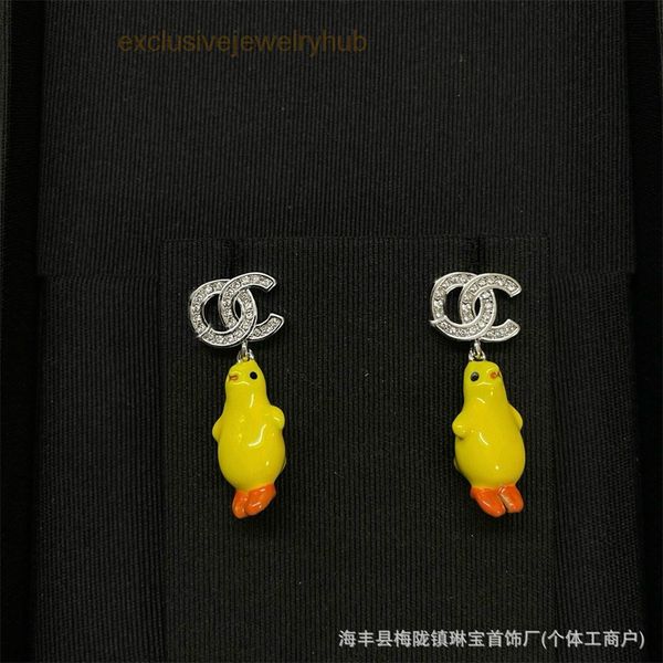 designer earrings for woman channels Young womens yellow duck earrings diamond-studded cute and fun summer earrings cc earrings