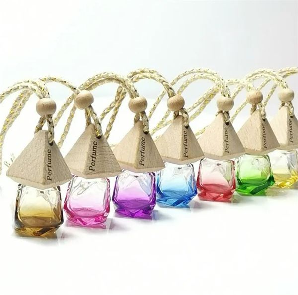 Car Decoration Glass Bottle Refillable Essence Oil Perfume Bottles Jar Air Freshener Diffuser Hanging Empty Container Ornaments LL TAX DUTY FREE