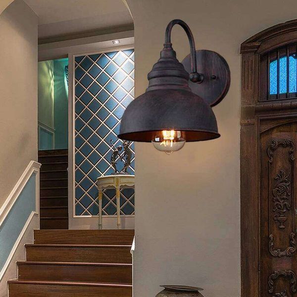 Retro Lamp Industrial Outdoor Light villages Decor Fixture Waterproof Rusty Metal Wall Sconce For Restaurant Corridor