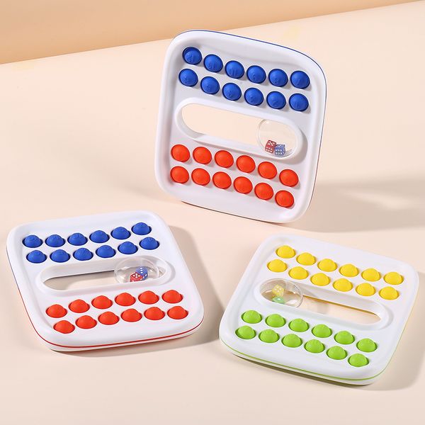 Pop It Fidget Dice Board Game, 2-Player Push Bubble Stress Relief Toy for Kids Adults
