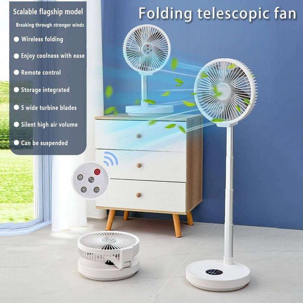 Portable desktop fan, remote control foldable and retractable suspension summer outdoor camping fan night lighting 7200mAh