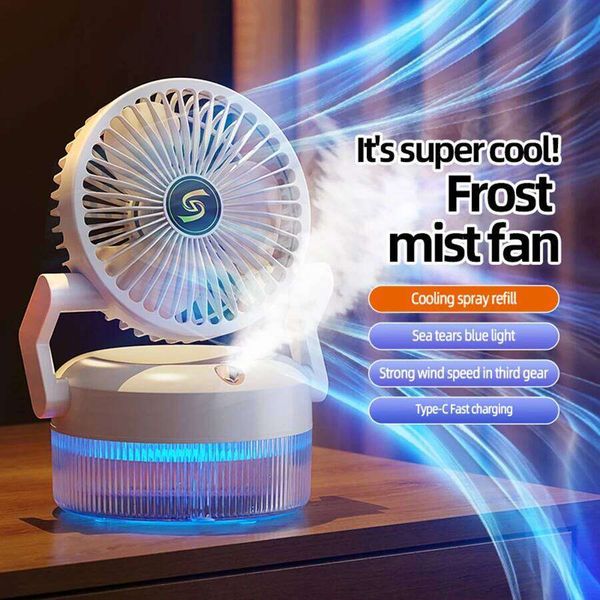 2025 New 800ML Rechargeable Conditioner Desktop Cooling Humidifier Air Cooler Portable Fan With Blue Light 3 Gears