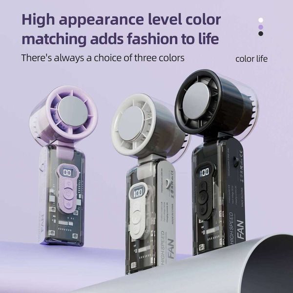 High Speed Transparent Shell Semiconductor Folding Refrigeration Digital Display Turbofan Handheld Small Fan