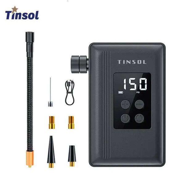 TINSOL electric mini bike air pump, convenient wireless tire inflator, maximum pressure 150 PSI, 3600mAH battery