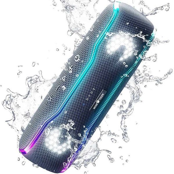 WISETIGER Speaker Outdoor Portable IPX7 Waterproof Sound Box BT53 Louderspeaker Stereo with 25W Colorful Light Surround Speaker T260424