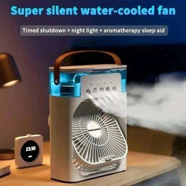 3 In 1 Portable Cooler LED Night Lights Home Office Fans Air Adjustment Humidifier Fan AIr Conditioner Household Small