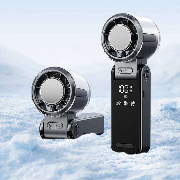4000mAh Semiconductor Refrigeration Handheld Turbine High-speed Violent Electric Folding Neck Ice Pack Mini Fan