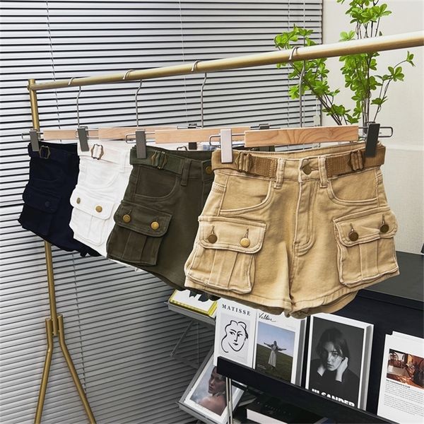 American Retro Workwear Denim orts Women Summer Pants High Waist Small Size Straight Leg Wide Leg Pants