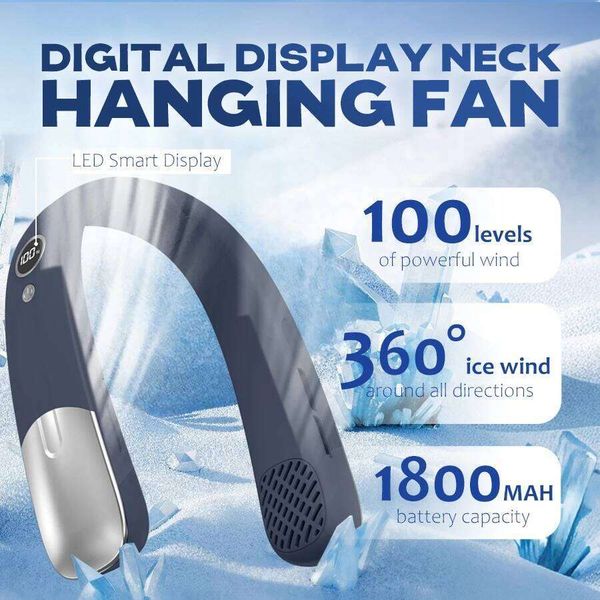 Neck Fan 100 Speeds, 1800mAh Battery, LED Screen, Quiet Strong, 360° Cooling, Portable Hands-Free for Outdoor Travel Camping