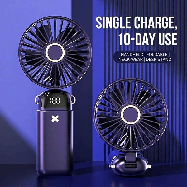 Foldable Neck With Aroma Diffuser USB Rechargeable Mini Portable Fan 10H Battery Digital Display For Travel Office Summer