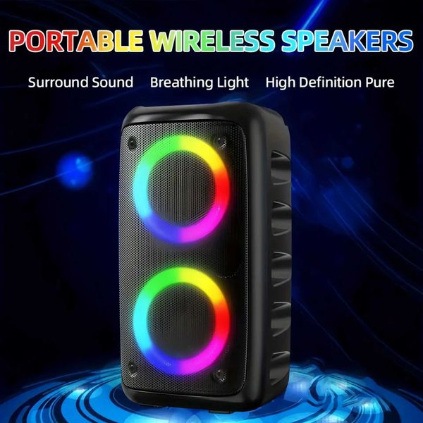 Karaoke Radio FM Bluetooth Speaker Portable Wireless With Microphone Lamp Machine Caixa De Som Sound Box Music Subwoofer LED TWS T2604242VFL