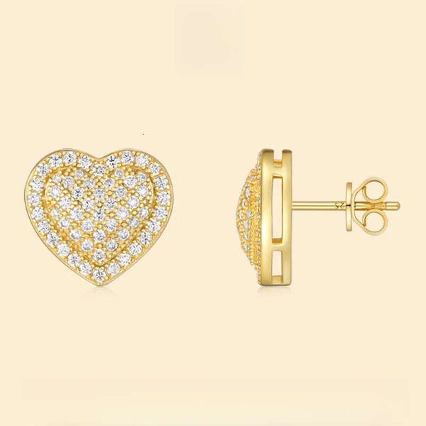 Moissanite Heart-Shaped Gold Earrings