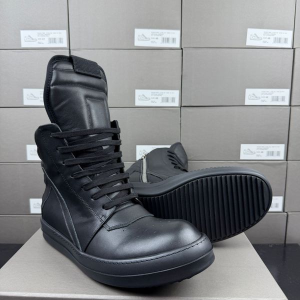 Factory Real Picture geo-basket High Quality 100% Genuine Leather TPU Sole Lace Up Customized High Street ROCK Boots