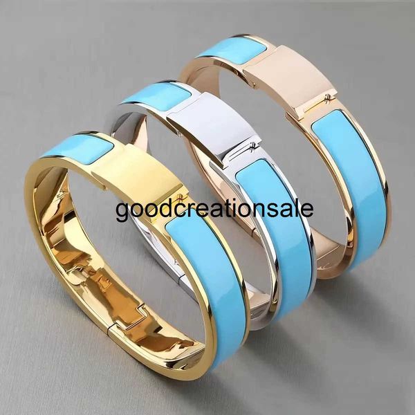 Designer H Bangle Fashionable and popular 12mm AiJia high-end gold-plated stainless steel H bracelet titanium steel non-fading colorful enamel bracelet 6SRV