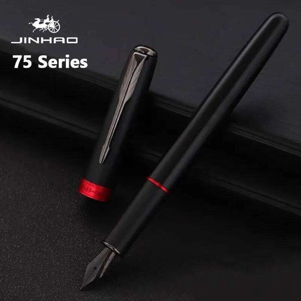 Jinhao 75 Metal Fountain Pen Black/Black Red Luxury 0.5mm Nib Writing Ink Pens Stationery Business Office School Supplies 26L0429
