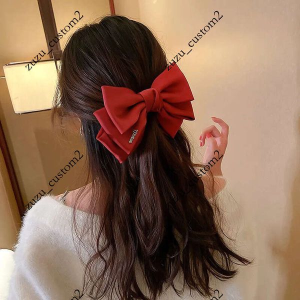 Accessories Korean retro bow hairpin French Satin high sense top clip women's new large spring clips style