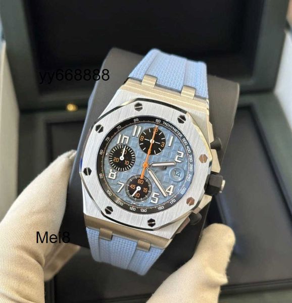 Luxury Automatic Mechanical Watch RoyalOak 26238st 42mm Designer Mens Offshore Chronograph Blue Dial Sports Watches Skeleton Steel Wristwatch Carbon Fiber MeiU8
