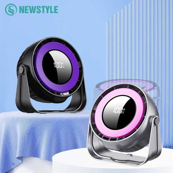 Desktop Non Perforated Wall Mounted Fan 4000mAh USB Rechargeable Electric Fan with Night Light LED Digital Display 100Speed Wind L260429
