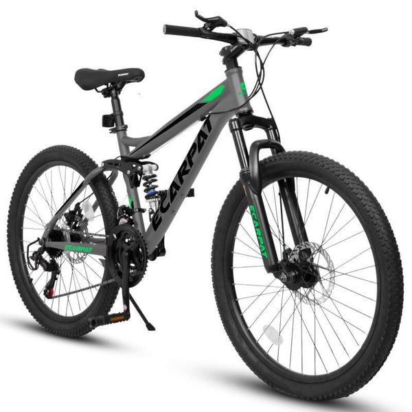 A2760 27.5 Inch Full Suspension Mountain Bike, Front Rear Dual Shock Absorbers, Mechanical Disc Brakes, 21-Speed, Suitable Men Women, Ideal for Travel and