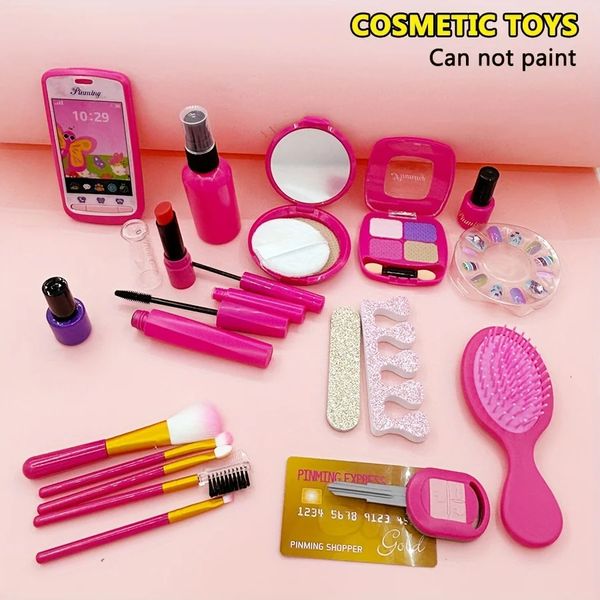 Pretend Makeup Kit For Girls With Cosmetic Bag Toy Makeup Playhouse- Cellphone Travel Set Nail Beauty Set Lipstick Fun Game 260428