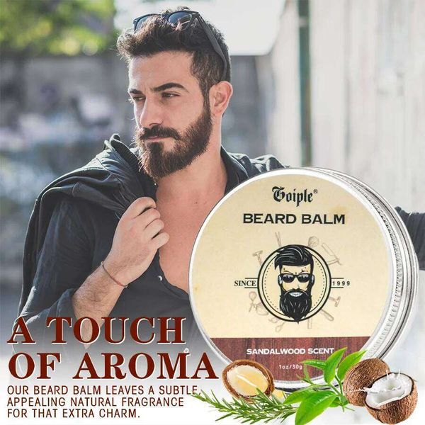 30g Natural Shea Butter Balm for Men Facial Hair Growth Wax Moisturizing Smoothing Mustache Cream Beard Care