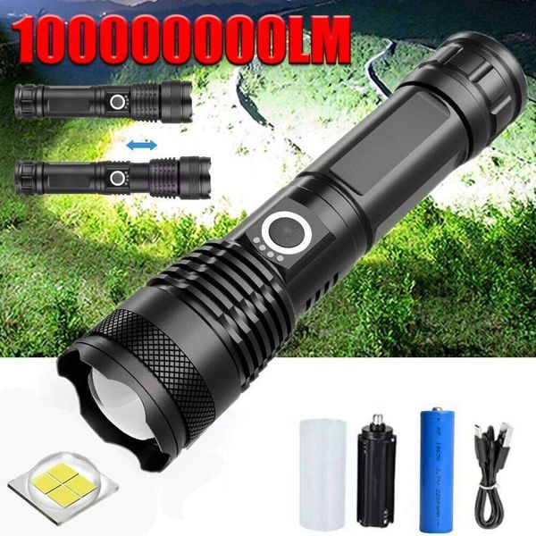 Super Bright Tactical Flashlight Zoomable Rechargeable Waterproof Camping Hiking Hunting Fishing Emergency Telescopic Zoom Torch H260131