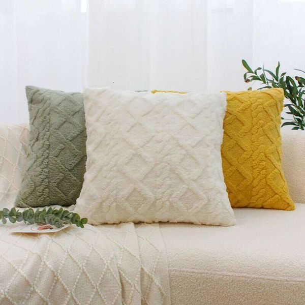 Twist KnittingPlush Pillow Case Vintage Knitted Cover Simple Cushion Plush Pillowcase Headboard Back 26W0203