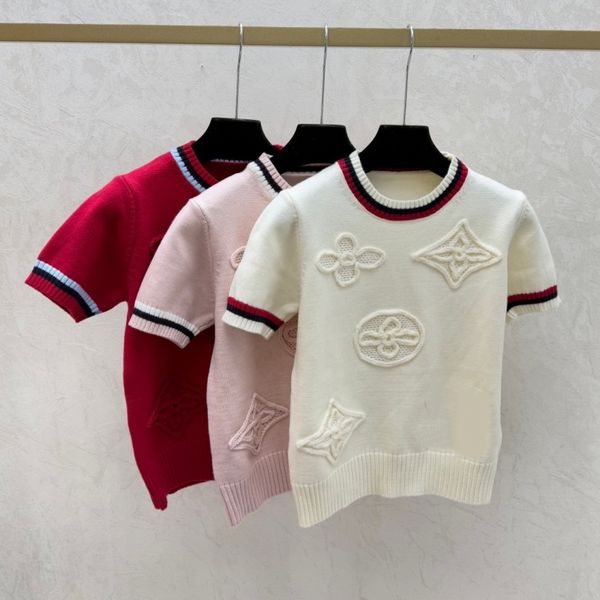 T-shirts women's Designer T-shirts for woman Luxury knitted short-sleeved top Spring/Summer style - Colour-matched letter round-neck knitted short-sleeve T-shirts
