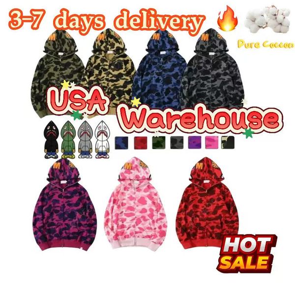 Mens Designer Hoodies Shark Jacket Full Zip Up Jackets Men …