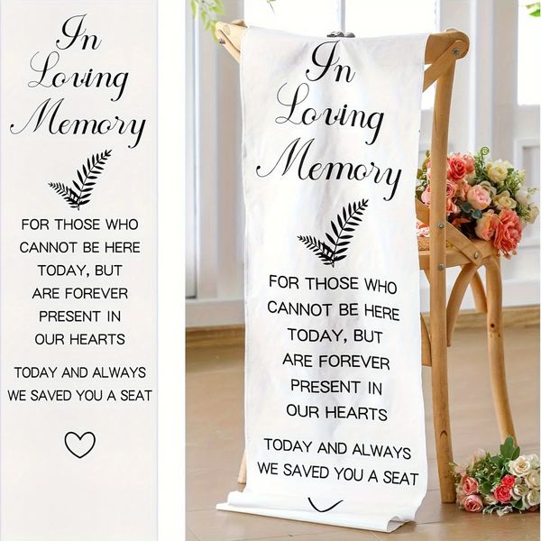 Memorial Wedding Chair Banner for Ceremony Party Sign 14 x 49 Inch Save a Seat Someone in Heaven Lin 260203